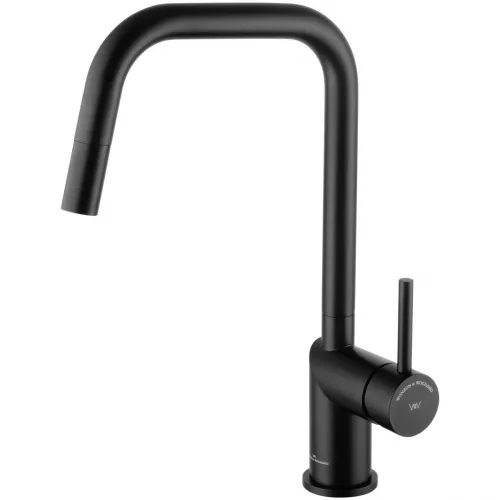 Смеситель для кухни Wonzon & Woghand WW-6018-MB с выдвижным изливом, черный матовый