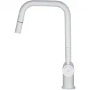Смеситель для кухни Wonzon & Woghand WW-6018-MW с выдвижным изливом, белый матовый