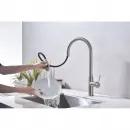 Смеситель для кухни Paulmark Galant Ga213077-BS с подключением к фильтру, выдвижным изливом, нержавеющая сталь