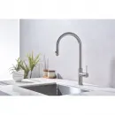Смеситель для кухни Paulmark Galant Ga213077-BS с подключением к фильтру, выдвижным изливом, нержавеющая сталь