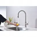 Смеситель для кухни Paulmark Galant Ga213077-BS с подключением к фильтру, выдвижным изливом, нержавеющая сталь