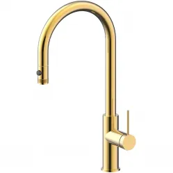 Смеситель для кухни Paulmark Galant Ga213077-SBG с подключением к фильтру, выдвижным изливом, светлое золото матовый
