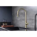 Смеситель для кухни Paulmark Galant Ga213077-SBG с подключением к фильтру, выдвижным изливом, светлое золото матовый