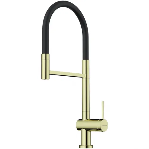 Смеситель для кухни Omoikiri Kanto-2 Plus-SB LG-BL 4994461 с подключением к фильтру, гибким изливом, светлое золото/черный