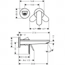 Смеситель для раковины Hansgrohe Rebris S 72528670 встраиваемый, с выпуском, черный матовый