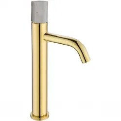 Смеситель для раковины Boheme Stick Mramor 122-G-MR-WHITE золотой/белый