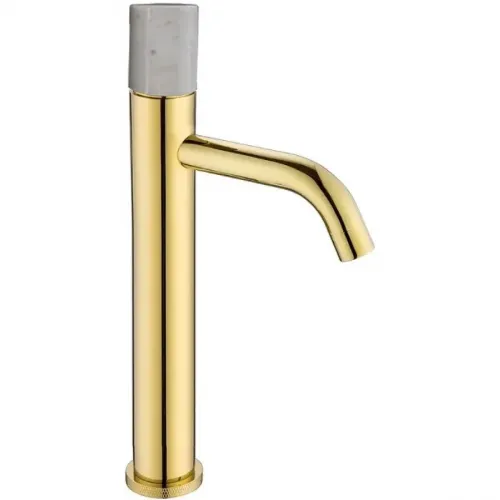 Смеситель для раковины Boheme Stick Mramor 122-G-MR-WHITE золотой/белый