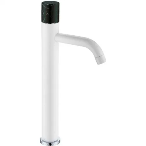Смеситель для раковины Boheme Stick Mramor 122-W-MR-BLACK белый глянец/черный