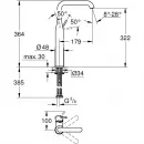 Смеситель для раковины Grohe Essence 32901A01 без донного клапана, темный графит глянец