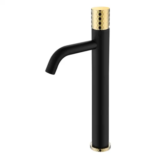 Смеситель для раковины Boheme Stick Diamond 122-BG золотой/черный матовый