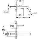 Смеситель для раковины Grohe Atrio New 19287DC3 встраиваемый, без донного клапана, суперсталь