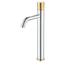 Смеситель для раковины Boheme Stick Diamond 122-CRG хром/золотой