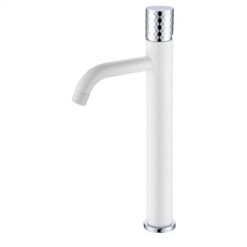 Смеситель для раковины Boheme Stick Diamond 122-WCR хром/белый глянец