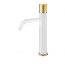 Смеситель для раковины Boheme Stick Touch 122-WG.2 белый глянец/золотой