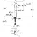 Смеситель для раковины Grohe Essence 32901GN1 без донного клапана, холодный рассвет матовый