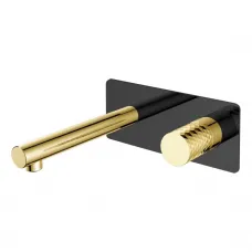 Смеситель для раковины Boheme Stick Diamond 125-BG встраиваемый, золотой/черный матовый