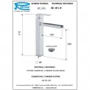 Смеситель для раковины Remer Qubika Cascata QC10LB с донным клапаном, хром