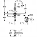 Смеситель для раковины Grohe Atrio New 21044DC3 с донным клапаном, суперсталь