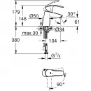 Смеситель для раковины с цепочкой CoolStart Grohe Eurosmart New 23372002