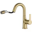 Смеситель для раковины Wonzon & Woghand WW-FE01L212-BG с выдвижным изливом, золотой матовый