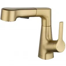 Смеситель для раковины Wonzon & Woghand WW-121B108-BG с выдвижным изливом, золотой матовый