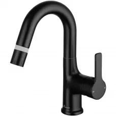 Смеситель для раковины Wonzon & Woghand WW-FE01L212-MB с выдвижным изливом, черный матовый