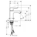 Смеситель для раковины 110 без донного клапана Hansgrohe Metris 31084000