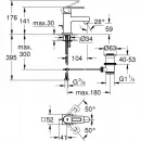 Смеситель для раковины с донным клапаном Grohe Quadra 32632000
