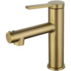 Смеситель для раковины Wonzon & Woghand WW-H1017-BG с функцией полоскания, золотой матовый