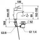 Смеситель для раковины Laufen Laurin HF500701100000 с донным клапаном, хром