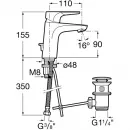 Смеситель для раковины Roca Atlas 5A3090C0M с донным клапаном, хром