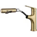 Смеситель для раковины Wonzon & Woghand WW-AE4151-BG с выдвижным изливом, золотой матовый