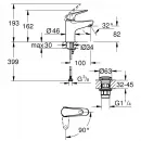 Смеситель для раковины Grohe Euroeco 24258001 CoolStart, с донным клапаном, хром