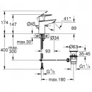 Смеситель для раковины Grohe BauLoop New 22054001 CoolStart, с донным клапаном, хром