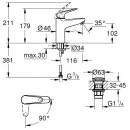 Смеситель для раковины Grohe Euroeco 24269001 CoolStart, с донным клапаном, хром