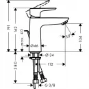Смеситель для раковины 110 с донным клапаном Hansgrohe Talis E 71710000