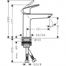 Смеситель для раковины с донным клапаном Hansgrohe Logis 71252000