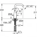Смеситель для раковины Grohe Essence 24177KF1 без донного клапана, черный матовый