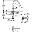 Смеситель для раковины с донным клапаном Grohe Atrio New 21022GL3
