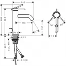 Смеситель для раковины Hansgrohe Tecturis S 73310140 с донным клапаном, бронза