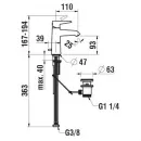 Смеситель для раковины Laufen Val HF901701100000 с донным клапаном, хром