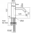 Смеситель для раковины без донного клапана Cisal Xion XI000544D1