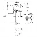 Смеситель для раковины Grohe BauEdge New 23908001 CoolStart, с донным клапаном, хром