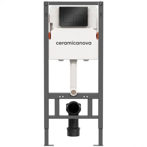 Инсталляция для унитаза Ceramica Nova Balance Square CN121002MB с кнопкой смыва, черный матовый