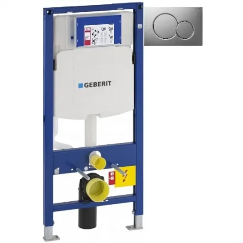 Инсталляция для унитаза Geberit Duofix Sigma 01 111.300.00.5 + 111.815.00.1 + 115.770.46.5 с кнопкой смыва, матовый хром