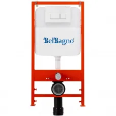 Инсталляция для унитаза BelBagno BB026 + BB042BL с кнопкой смыва, белый глянец