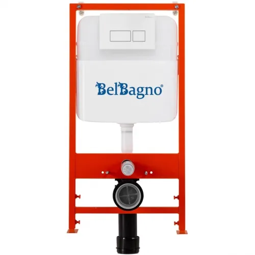 Инсталляция для унитаза BelBagno BB026 + BB042BL с кнопкой смыва, белый глянец