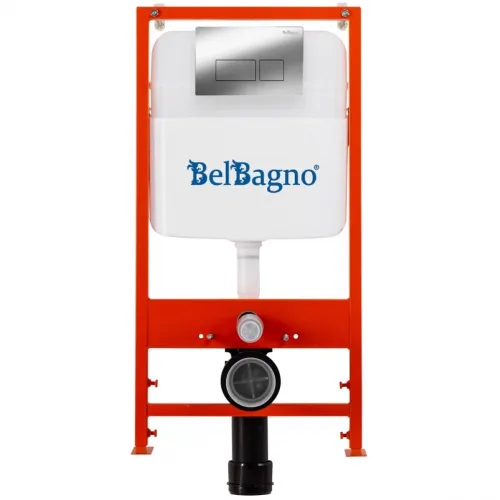 Инсталляция для унитаза BelBagno BB026 + BB041CR с кнопкой смыва, хром