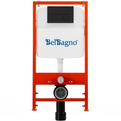 Инсталляция для унитаза BelBagno BB026 + BB044NERO с кнопкой смыва, черный матовый