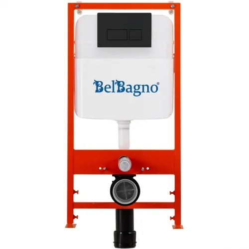 Инсталляция для унитаза BelBagno BB026 + BB044NERO с кнопкой смыва, черный матовый